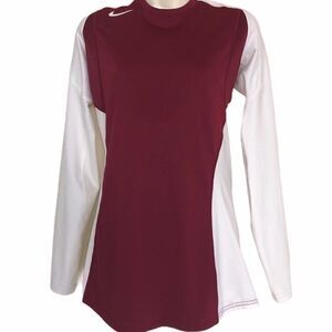 Nike Dri-Fit Burgundy White Long sleeve Top